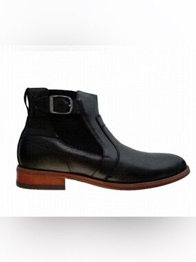 Florsheim Black Leather Belfast Buckle Strap Chelsea Ankle Boots Size 9